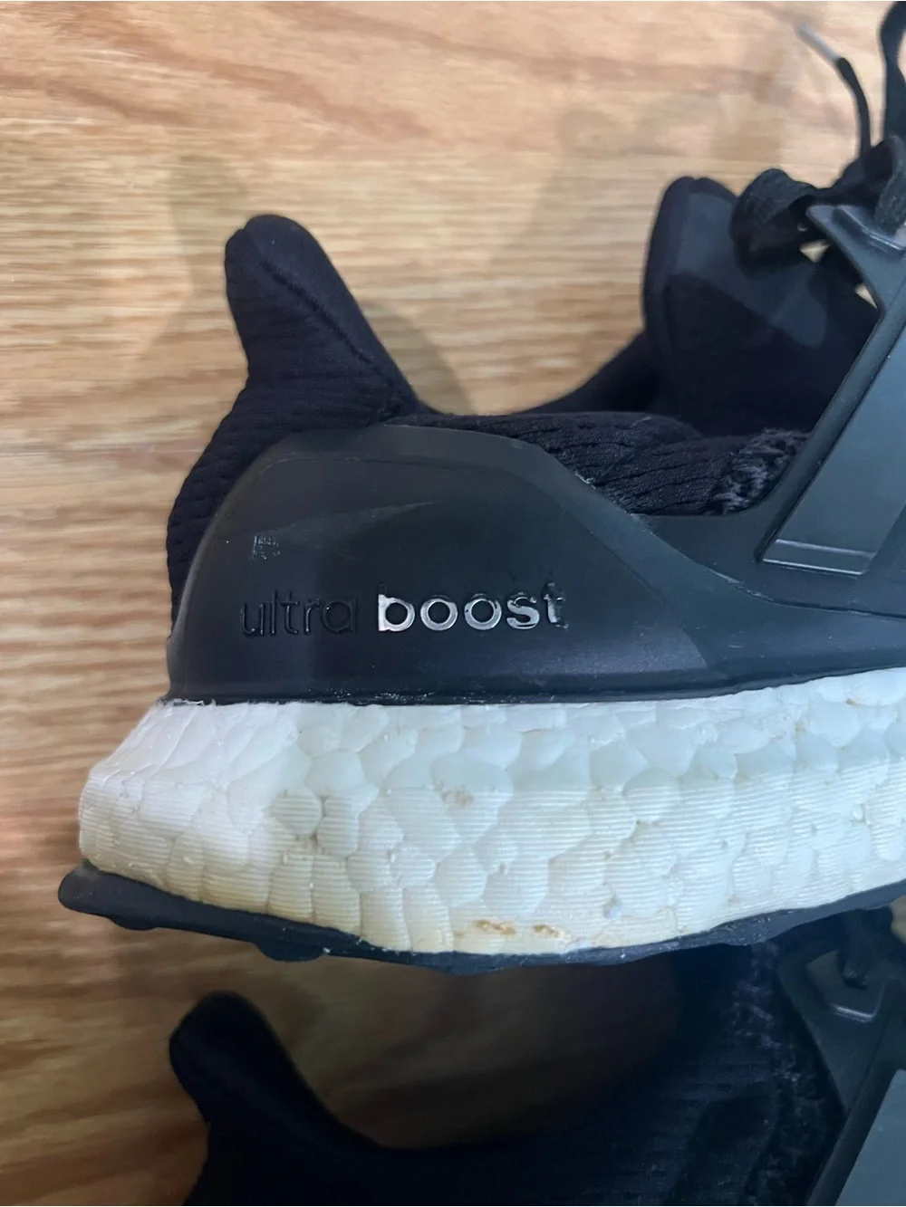 adidas Black Knit Running Shoes with White Boost Midsole